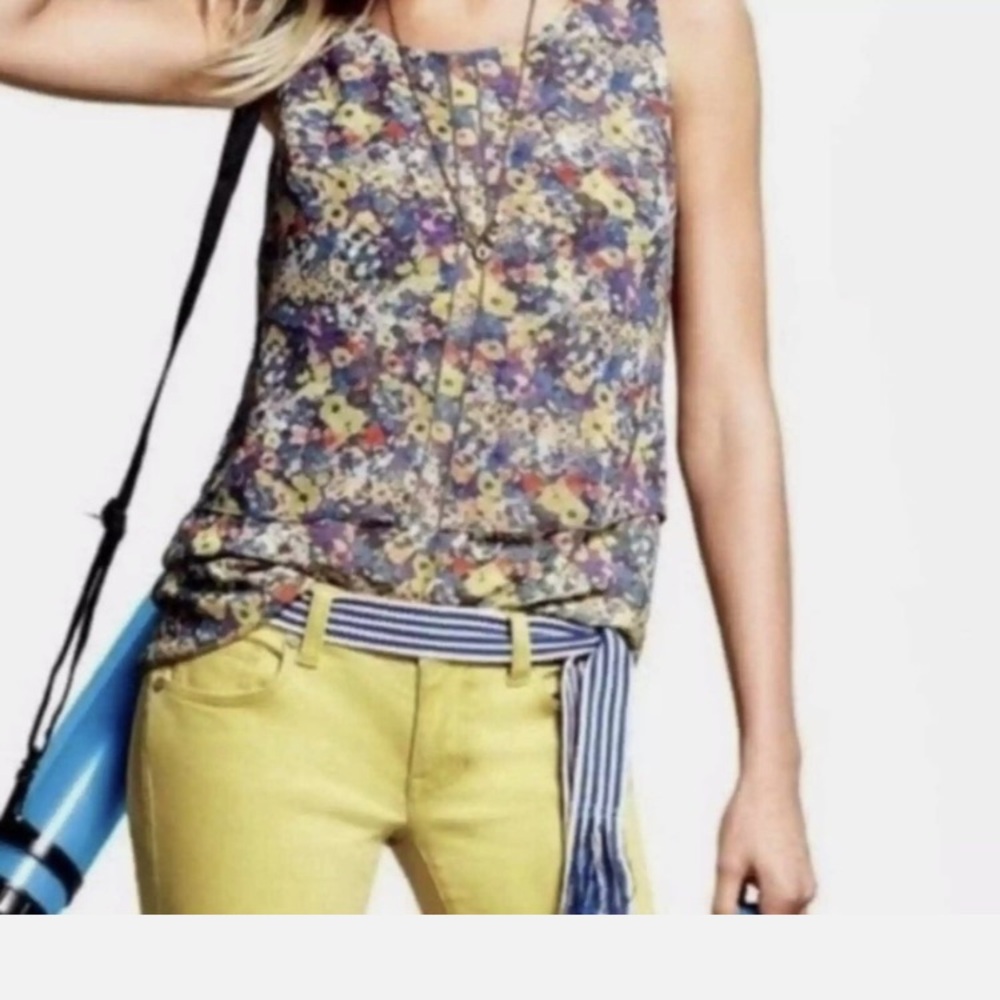 Cabi Women’s Floral Sheer Layered Positano Sleeveless Blouse Small